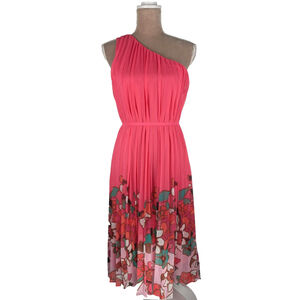 NWT Ted Baker Pinata Pink Midi Dress High Low Sz XS Tropical Resort Vacation